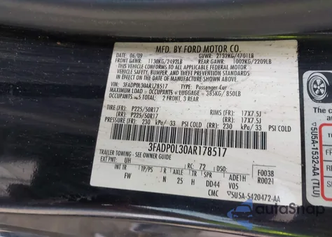 2010 Ford Fusion Hybrid z USA, uszkodzony, nr VIN 3FADP0L30AR178517